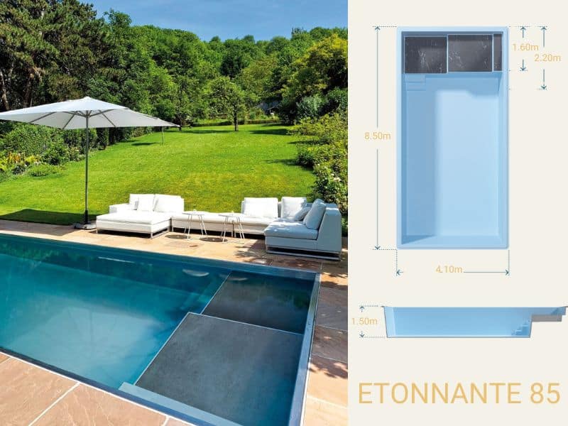 Piscine coque Etonnante 85 chez Beautemps Piscines, pisciniste Nantes Accueil | Beautemps Piscines